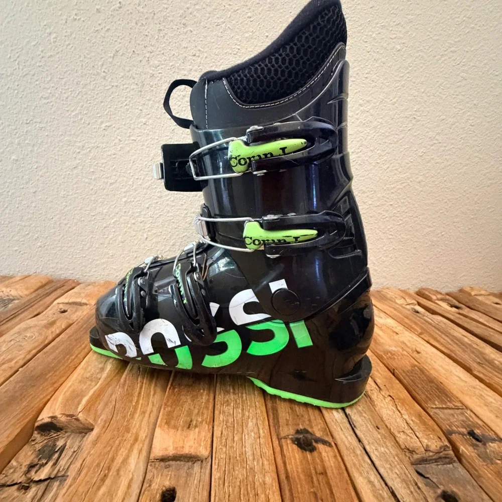 Rossignol Comp J Junior Ski Boots Black Lime Green Size 24.5 285mm Downhill